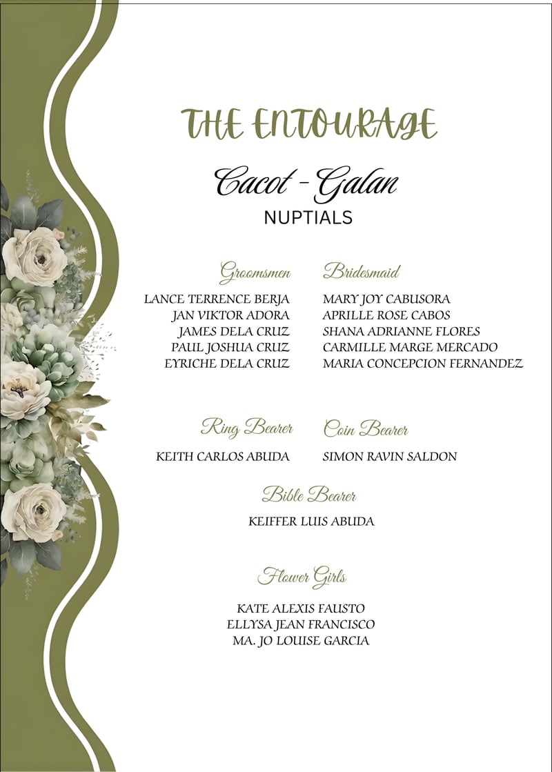 The Entourage — Cacot-Galan Nuptials — Groomsmen, Bridesmaids, Ring Bearer, Coin Bearer, Bible Bearer, Flower Girls