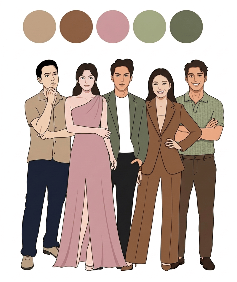 Guests' attire color palette guide
